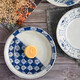 波佐見(jiàn) 日本進(jìn)口復古青花西餐具套裝圓形陶瓷意面冷菜大盤(pán)子創(chuàng  )意家用 網(wǎng)格窗盤(pán)【20.5cm*4cm】凹凸感