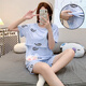 欣情美孕婦睡衣夏季薄款哺乳月子服短袖產(chǎn)后6月7大碼坐月子8待產(chǎn)服套裝 短袖月子服7070 L建議100-120斤