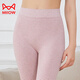 貓人（MiiOW）新款純·棉高腰秋褲女內穿單件薄款打底褲修身襯褲線(xiàn)褲女士保暖褲 彩棉條紋秋褲豆沙 均碼高彈力建議90-160斤