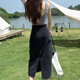 矜持范后開(kāi)叉牛仔半身裙女夏季2025新款小個(gè)子高腰a字顯瘦中長(cháng)款包臀裙 黑灰色 M [96-105]