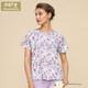 小護士?jì)纫?開(kāi)衫短袖T恤女士薄款純棉中老年人大碼媽媽家居服上衣可外穿 意彩卉 L /165/95