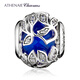 ATHENAIE阿斯娜藍(lán)色霜花串飾925銀串珠散珠搭手鏈配飾品轉(zhuǎn)運(yùn)珠子