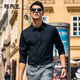 布先生立體高周波logo襯衫領(lǐng)長(cháng)袖T恤男2025早春運動(dòng)通勤穿搭上衣BT15357 鋼琴黑 XL (180)