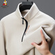 稻草人衛衣男加絨加厚半拉鏈冬季保暖休閑t恤男長(cháng)袖立領(lǐng)男裝純色打底衫 米色 180/XXL