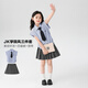 左西女童夏裝套裝2025新款兒童學(xué)院風(fēng)女孩夏季襯衫百褶裙潮 藍色 140
