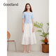 音兒（YINER）Goodland美地夏季法式優(yōu)雅白月光刺繡蛋糕仙女半身裙 本白 L