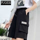 工裝短褲女夏寬松直筒bf風(fēng)潮港風(fēng)嘻哈ins學(xué)生休閑中褲運動(dòng)五分褲 黑色 S