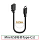 藍色閃電 type-C轉迷你USB母口T型MINI USB母孔轉Type-C公頭轉接線(xiàn) 25cm 迷你USB母孔-轉-Type-C直頭