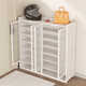 竹藝佳家用門(mén)口簡(jiǎn)易鞋架收納置物鞋柜大容量好看樓道省空間出租屋用走廊 長(cháng)虹門(mén)-白色【加寬32CM】 兩門(mén)八層-長(cháng)59寬32高110CM