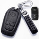 一汽豐田陸巡鑰匙包蘭德酷路澤鑰匙套19款專(zhuān)用18款新款陸地巡洋艦真牛皮汽車(chē)鑰匙包鑰匙扣一鍵啟動(dòng)殼 B款黑色（一鍵啟動(dòng) 2鍵）