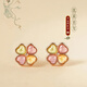 Lnieer925銀優(yōu)質(zhì)碧璽四葉草耳釘新中式耳環(huán)高級(jí)感銀耳飾生日禮物送女生 925銀優(yōu)質(zhì)碧璽耳釘+檢測(cè)證書