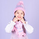 Angelamiao兒童手套冬天保暖防寒耳罩女童小學(xué)生帽子圍巾針織加絨滑雪手套 艾莎公主帽子圍巾套裝-粉色