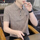 啄木鳥(niǎo)冰絲男士短袖t恤夏季薄款潮流翻領(lǐng)體恤POLO領(lǐng)上衣服男 啄木鳥(niǎo)-238卡其 (冰絲) 2XL 135-145斤穿
