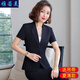 雅若美小西裝女短袖夏薄款職業(yè)裝套裝工作服正裝酒店服務(wù)員工裝西服外套 藏藍色西裝+長(cháng)褲 XL(建議110-120斤)