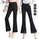 魔之韻休閑褲女春秋季女裝高腰女褲微喇叭顯瘦彈力九分長(cháng)褲子碼哈倫813 2339-9蕾絲款【九分褲】 4XL (155-175斤左右)