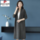 皮爾卡丹（pierre cardin）加長(cháng)款秋冬毛衣外套女胖m寬松羊毛衫披肩外搭特碼大純色針織開(kāi)衫 灰色 XXXL
