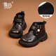 舞瑪女童鞋兒童真皮短靴子2025新款寶寶秋冬季女孩加絨軟底二棉鞋