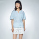 艾格T恤女2024夏季新款時(shí)尚百搭寬松收腰系帶V領(lǐng)女士上衣Z348 淺綠色 40L