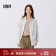 森馬（Semir）長(cháng)袖襯衫女簡(jiǎn)約圓領(lǐng)短背心肌理條紋寬松襯衣秋兩件套101524105002