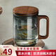 PAKCHOICE茶杯茶水分離泡茶杯男士辦公室喝茶杯玻璃茶水杯茶道杯 輕奢黑400ml【平光款】
