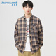 真維斯（Jeanswest）長(cháng)袖襯衫男2026春季中青年男裝格子寬松百搭格子襯衣黑色4XL