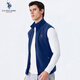 U.S. POLO ASSN.馬甲男抓絨搖粒絨春秋立領(lǐng)無袖背心男裝外套藍(lán)色L