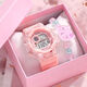 女生學(xué)生電子手表女款初高中生高顏值運動(dòng)防水夜光兒童看時(shí)間國表 G13透明粉 盒子+電池 無(wú)手鏈