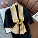 默熙100%桑蠶絲飄帶細窄長(cháng)款真絲絲巾長(cháng)條女春秋百搭裝飾圍巾領(lǐng)巾禮品 窈窕淑女 150*15cm