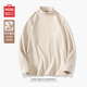 名創(chuàng  )優(yōu)品（MINISO）桑蠶絲打底衫男秋冬加絨加厚半高領(lǐng)內搭男生含羊毛雙面絨長(cháng)袖t恤 淺米(純色) L /175(體重120-140斤)