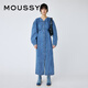 moussy 女裝新款泡泡袖下擺開(kāi)叉長(cháng)款牛仔連衣裙010GSK11-0090 110藍色 S 00001