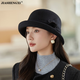 JIASHENGXI新款羊毛帽子女款冬季保暖復古法式冬天帽子女洋氣時(shí)髦顯臉小禮帽 黑色 均碼