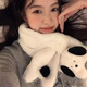 繪詩慧圍巾女2024秋冬新款仿兔毛圍脖保暖毛絨毛線圍巾小圍巾百搭脖套 可愛小狗圍脖【奶油白】