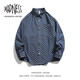 MADNESS HOUSE潮牌美系高街牛仔長(cháng)袖襯衫男女款情侶千鳥(niǎo)格休閑百搭寬松上衣外套 藍色 M（推薦體重120-145斤）