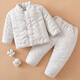 棉谷朵兒童條紋手工棉花棉襖棉褲套裝男女寶寶冬季居家加厚保暖棉衣棉服 灰色條紋 110cm