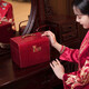 小吉丁結婚箱子陪嫁箱紅色皮箱首飾盒結婚用的彩禮箱10萬(wàn)禮金手提密碼箱 酒紅色 中號+10個(gè)錢(qián)套【可裝10萬(wàn)】