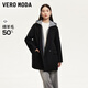 VEROMODA毛呢大衣秋新款雙面呢假兩件西裝式毛呢大衣接可拆卸帽 黑色 165/84A/M