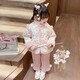 怡菲朵（IFEELDO）女童加棉套裝秋冬裝加厚兒童1-9女寶年服保暖冬季小女孩過年衣服4 拜年服套裝 100cm
