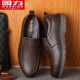 回力男鞋皮鞋男秋冬新款一腳蹬柔軟牛筋底防滑中老年商務(wù)休閑皮鞋 棕色 43