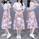 冰洋紅2025新款連衣裙子夏天女裝夏季碎花裙女士兩件衣服小個子雪紡短袖 紅色 L(建議102-115斤)