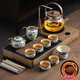 尚言坊功夫茶具套裝耐高溫玻璃燒水壺自動(dòng)一體茶盤(pán)高檔家用辦公泡茶器具 【帶上水】一體茶盤(pán)茶具套裝 13頭
