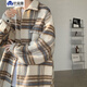 軒森圖（XUANSENTU）條紋毛呢外套男春秋款小香風(fēng)感痞帥潮牌寬松工裝格子夾克秋季 CT22卡其 L (175) （120斤至145斤可穿）