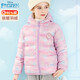 迪士尼兒童羽絨服外套秋冬女童輕薄連帽寶寶短款大童白鴨絨V418迷彩130