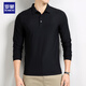 羅蒙（ROMON）T恤男秋季潮流衛(wèi)衣長(zhǎng)袖POLO領(lǐng)休閑商務(wù)上衣打底衫男裝8899黑色3XL