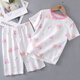 KIDS MAM&DAD兒童家居服夏季薄款男童女童短袖套裝純棉女孩空調(diào)服夏裝寶寶睡衣 白色小貓頭(30201) 160 cm