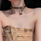 BJYL美拉德重工蝴蝶choker項圈項鏈女小眾設計甜酷高級鎖骨鏈頸鏈配飾 復古蝴蝶流蘇項鏈