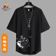 稻草人（MEXICAN）短袖t恤男夏季日系動漫印花體恤衫潮流半袖衣服 288黑色 XL