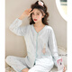 家の時光（Ht-home）月子服夏季薄款產(chǎn)后孕婦睡衣哺乳衣懷孕期待產(chǎn)服透氣紗布家居服 【小兔v領(lǐng)款】淺水綠 M碼 推薦105-125斤