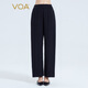 VOA重磅真絲無(wú)界松緊后腰不對稱(chēng)釘珠設計百搭直筒褲 KE1035 條紋黑（B16） 175/XXL