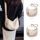 睿昂（RUIANG）高級質(zhì)感女神節包包女新款夏天百搭單肩斜挎包女士通勤餃子包 米白+掛件