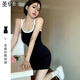 圣保美純欲辣妹黑色吊帶連衣裙夏季2025新款韓版小個(gè)子小媽包臀短裙子女 黑色 M 碼